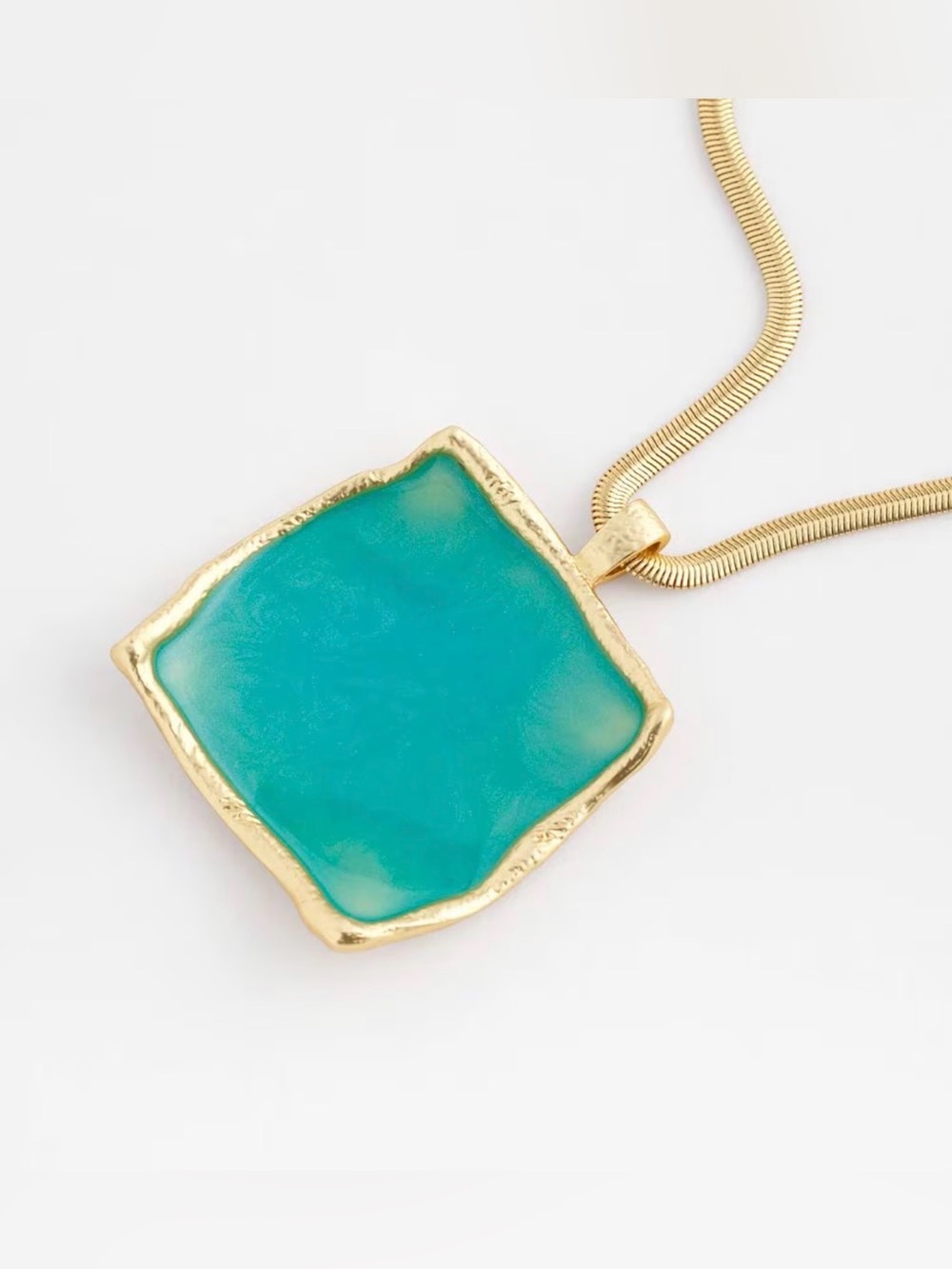 Gold-Tone Square Pendant Necklace - NWOT